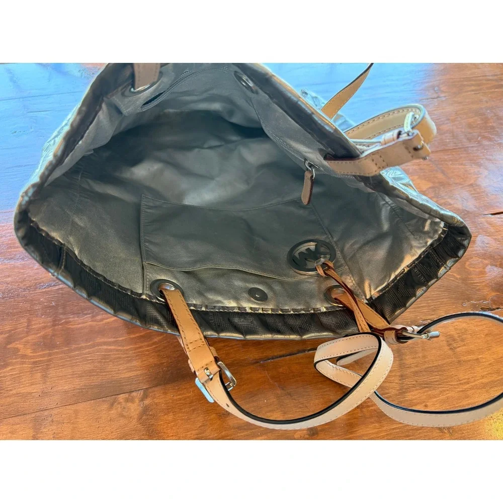 Michael Michael Kors Silver Metallic Tote Bag w/‎ Dust Bag